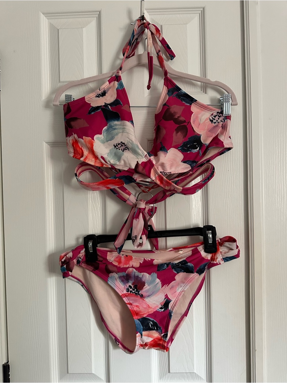 Shade & Shore Pink Floral Halter Bikini